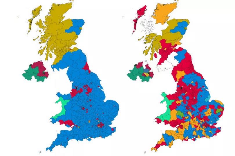 General election maps for 2019 and 2024