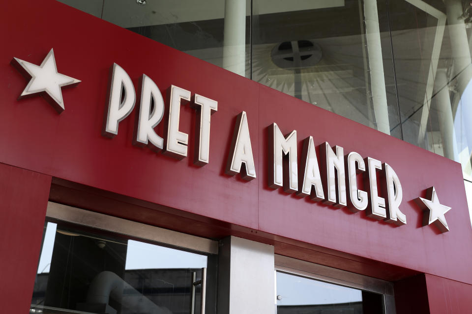 SOUTHAMPTON, ENGLAND - APRIL 19: A Pret A Manger food outlet is seen closed due to the current coronavirus (COVID-19) pandemic on April 19, 2020 in Southampton, England. In a press conference on Thursday, First Secretary of State Dominic Raab announced that the lockdown will remain in place for at least 3 more weeks. The Coronavirus (COVID-19) pandemic has spread to many countries across the world, claiming over 140,000 lives and infecting more than 2 million people. (Photo by Naomi Baker/Getty Images)