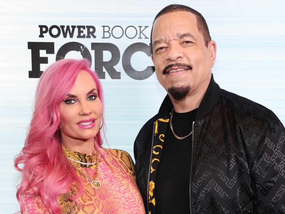 Coco Austin (L) and Ice-T attend the Power Book IV: Force Premiere at Pier 17 Rooftop on January 28, 2022 in New York City
