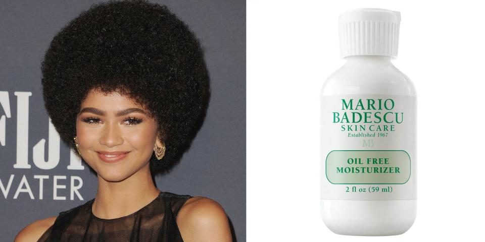 <p>Ever wondered how Zendaya maintains such dreamy skin? </p><p>"This moisturiser protects against sun damage, doesn't clog my pores, and contains green tea extract, a great antioxidant!" Zendaya wrote on her <a href="https://zendaya.com/my-clear-skin-secret-weapons-525" rel="nofollow noopener" target="_blank" data-ylk="slk:website;elm:context_link;itc:0;sec:content-canvas" class="link ">website</a>. </p><p><em>Mario Badescu Oil Free Moisturiser SPF30, £25</em><br></p><p><a class="link " href="https://www.beautybay.com/skincare/mariobadescu/oilfreemoisturizerspf30/" rel="nofollow noopener" target="_blank" data-ylk="slk:buy now;elm:context_link;itc:0;sec:content-canvas">buy now</a><br></p>