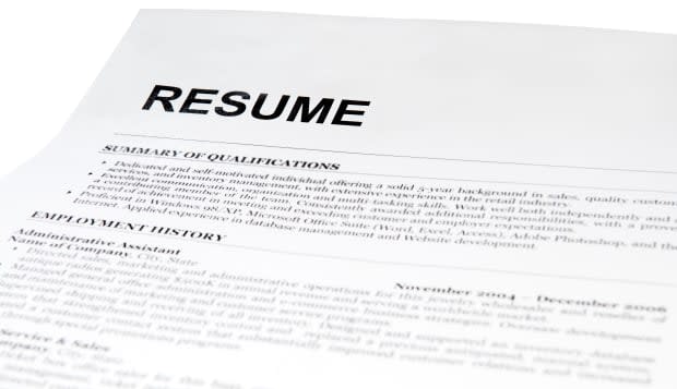 resume form on white
