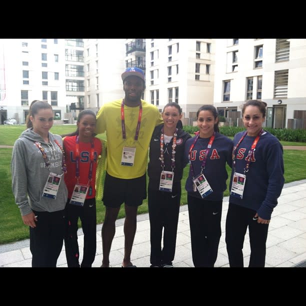 @gabrielledoug Me n my girls with Lashawn Merritt! London2012