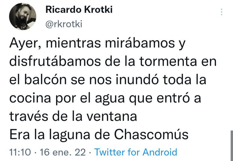 Un usuario de Twitter expresó que la tormenta afectó parte de su vivienda