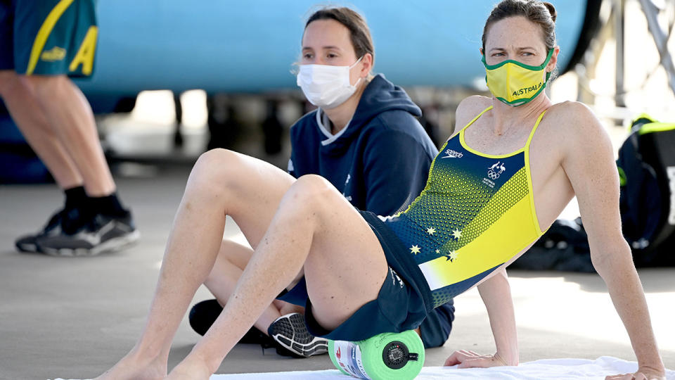 Cate Campbell, pictured here before the Tokyo Olympics swimming event.