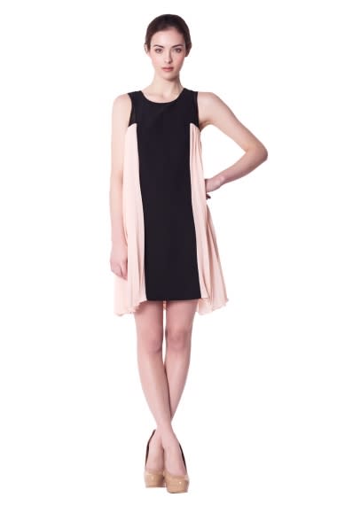 Pleated Side-Paneled Dress