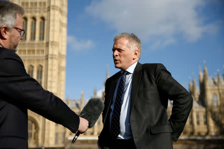 British Conservative MP Phillip Lee speaks to the media outside the Houses of Parliament, in Westminster, London, Britain, February 20, 2019. REUTERS/Henry Nicholls