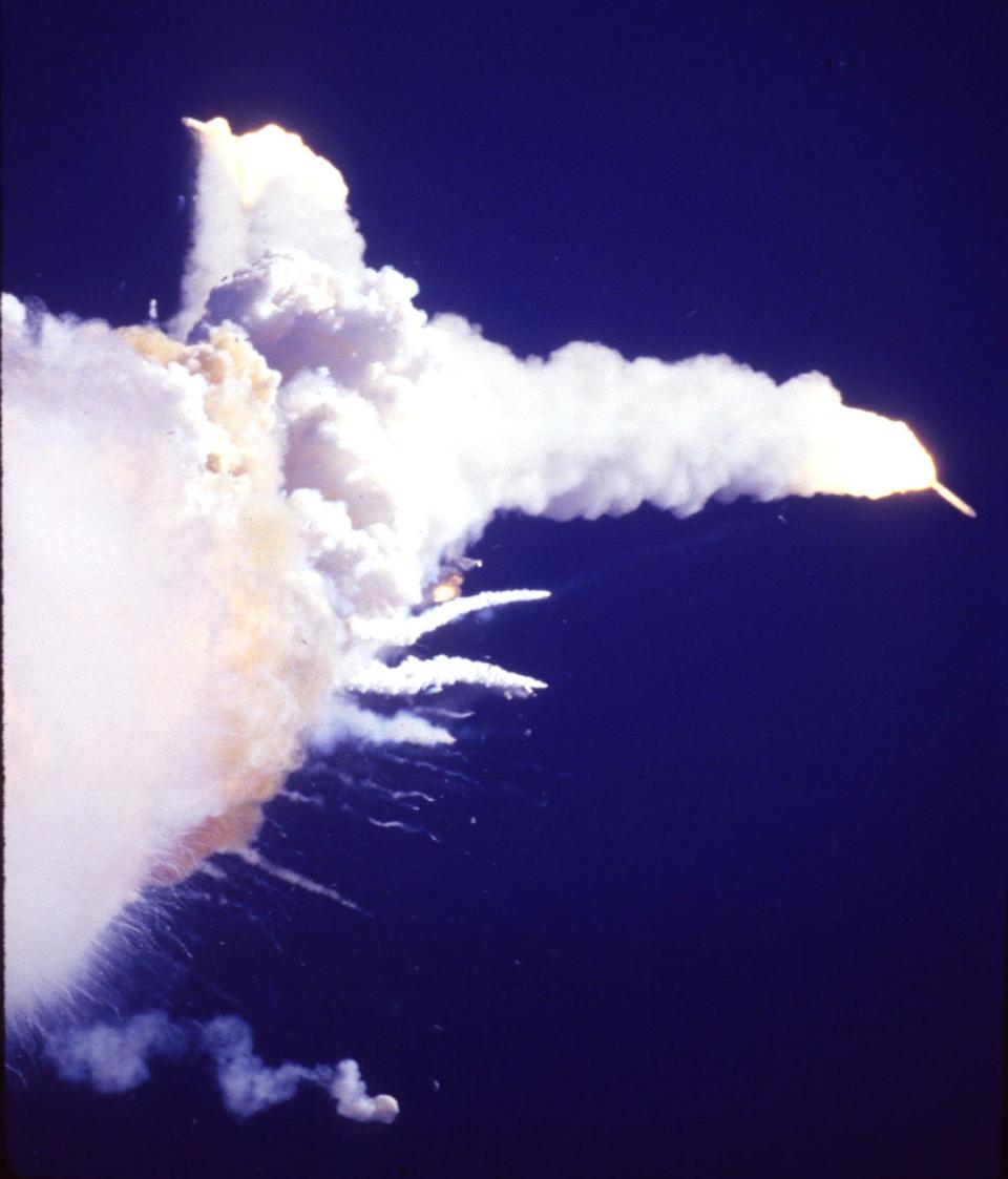 Space shuttle Challenger explosion.  