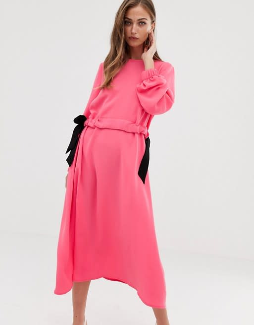 1) Neon Ruched Midi