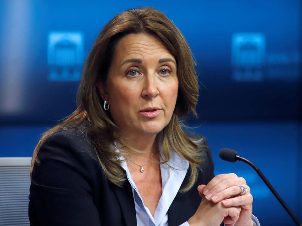 Bank of Canada Deputy Governor Carolyn Rogers takes part in a news conference in Ottawa