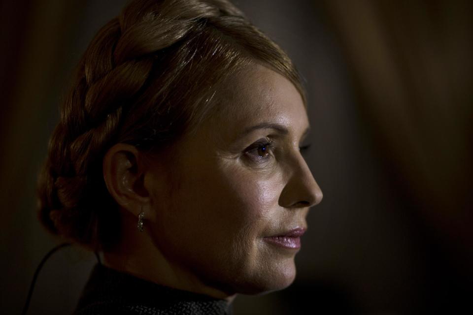 Former Ukrainian Prime Minister Yulia Tymoshenko poses for a photo during an interview with the Associated Press in Kiev, Ukraine, Wednesday, March 5, 2014. Tymoshenko says the West must force Russia to withdraw troops from the Crimean peninsula and that Ukraine should not agree to any compromises with Russia. (AP Photo / Emilio Morenatti)