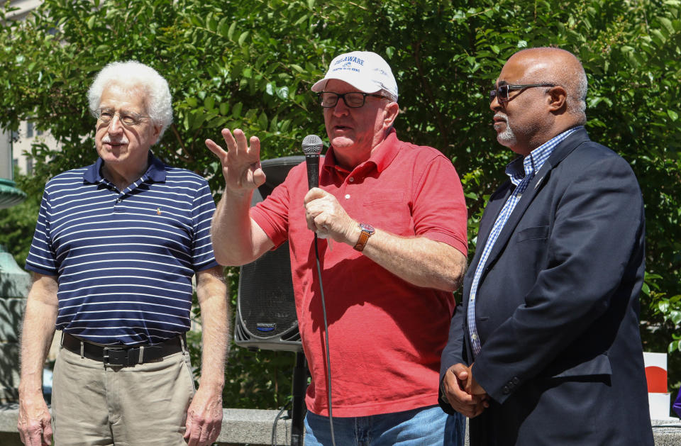 Democratic state Sen. Gerald Brady, center, of Wilmington is under fire for using anti-Asian slurs and other sexual language in an email.