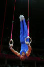 LONDON, ENGLAND - AUGUST 06: Matteo Morandi of Italy competes on the Artistic Gymnastics Men's Rings on Day 10 of the London 2012 Olympic Games at North Greenwich Arena on August 6, 2012 in London, England. (Photo by Quinn Rooney/Getty Images)