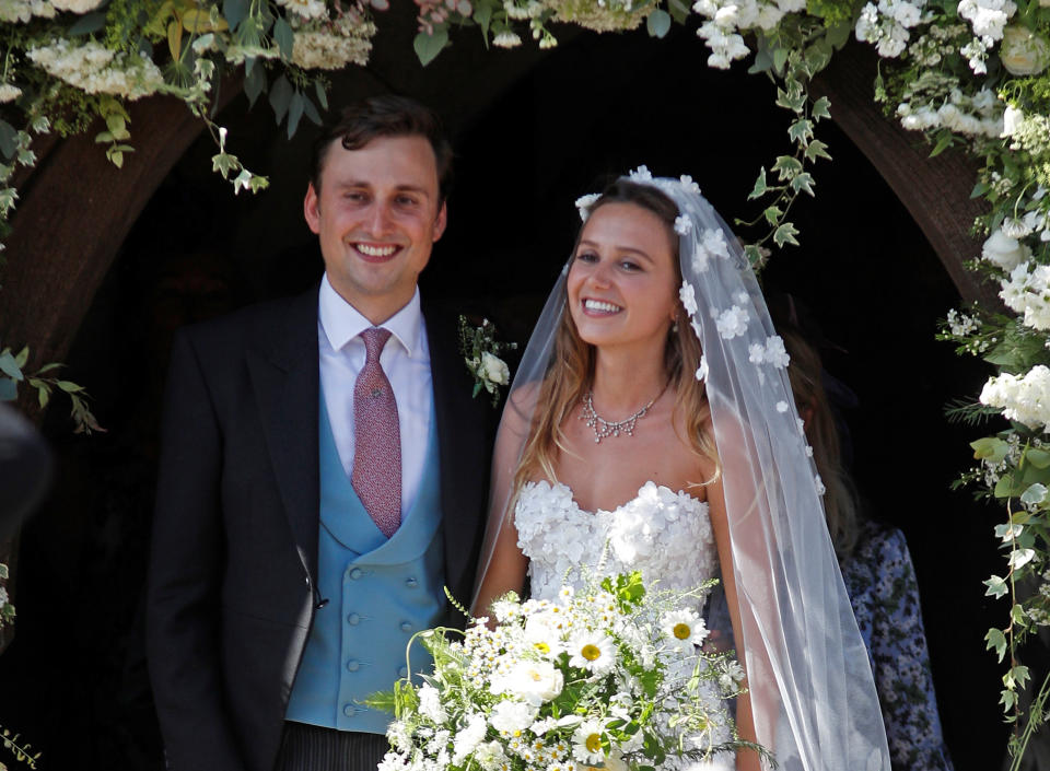 Daisy Jenks and Charlie Van Straubenzee emerge from the church after their wedding.&nbsp;<i></i> (Photo: Peter Nicholls / Reuters)