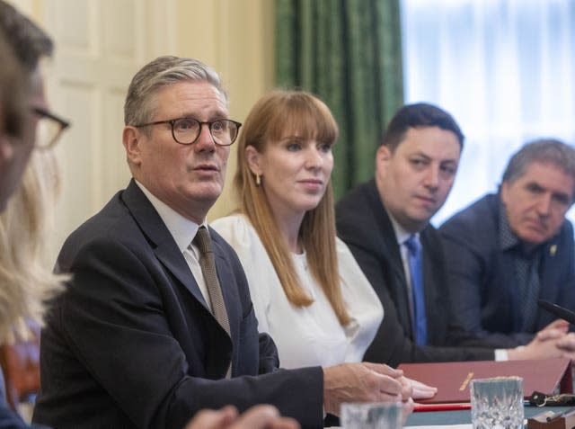 Sir Keir Starmer chairing a meeting, with Angela Rayner to his left