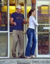 <p>Bennifer leaving a Blockbuster. Wonder what they rented.</p>