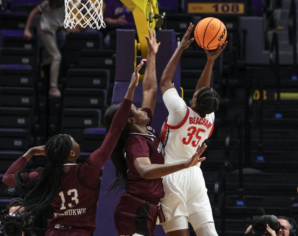 Ohio State's Tanaya Beacham drives to the basket against Missouri State on Saturday.