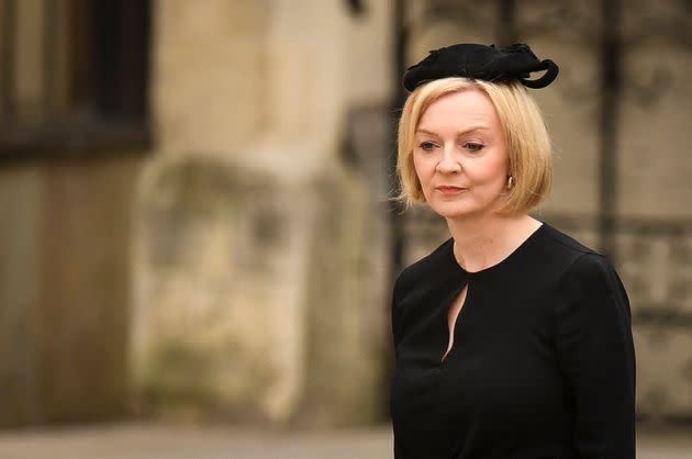 Liz Truss as she arrived at Westminster Abbey (Photo: OLI SCARFF via Getty Images)