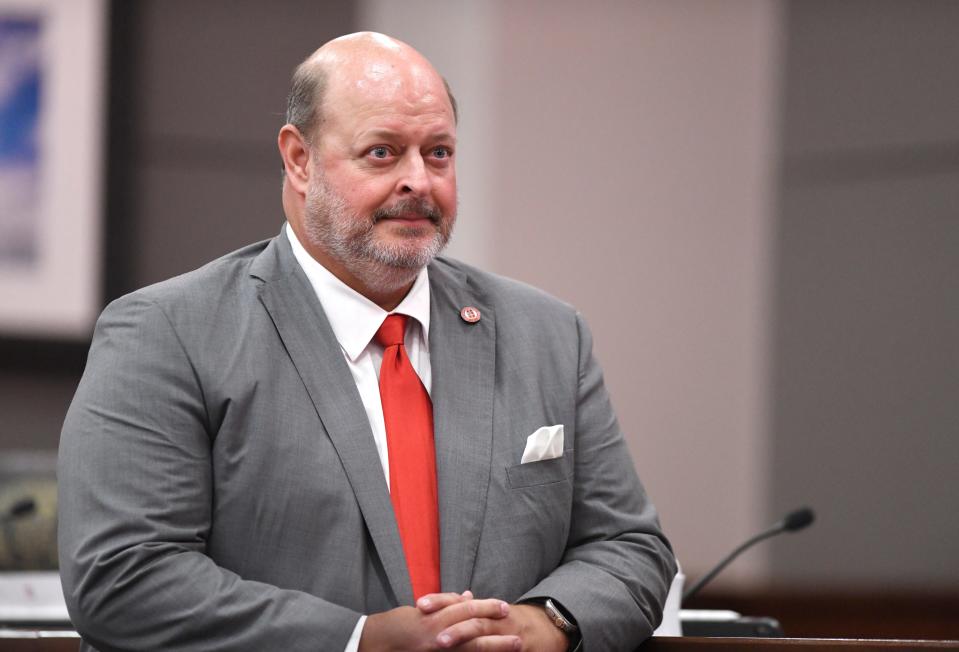 Clay Cash prepares to be sworn-in as a member of the Texas Tech University System board of regents, Thursday, May 4, 2023, at the Texas Tech University System Admin Building.