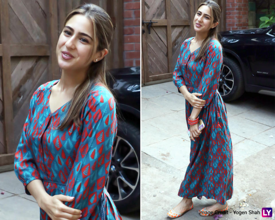 Sara Ali Khan spotted outside Juhu today. 