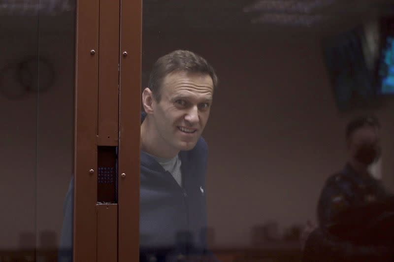 Russian opposition leader Navalny attends a court hearing in Moscow