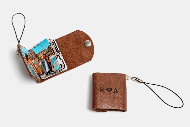 30) Personalized Leather Photo Keychain