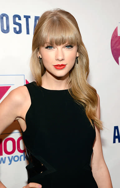 Taylor Swift<br>This pop sensation changes her hairdos as often as she changes boyfriends, but the cascading waves and girly bangs she’s been sporting recently is our favorite.