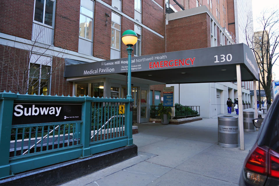 NEW YORK, NY - MARCH 15:  An exterior view of Lenox Hill Hospital as the coronavirus continues to spread across the United States on March 15, 2020 in New York City. The World Health Organization declared coronavirus (COVID-19) a global pandemic on March 11th. (Photo by Cindy Ord/Getty Images)