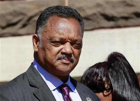 Civil rights activist Reverend Jesse Jackson looks on outside the 16th Street Baptist Church in Birmingham, Alabama September 15, 2013. REUTERS/Marvin Gentry