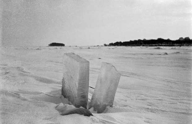 A frozen Lake Erie as photographed by Voelker. 