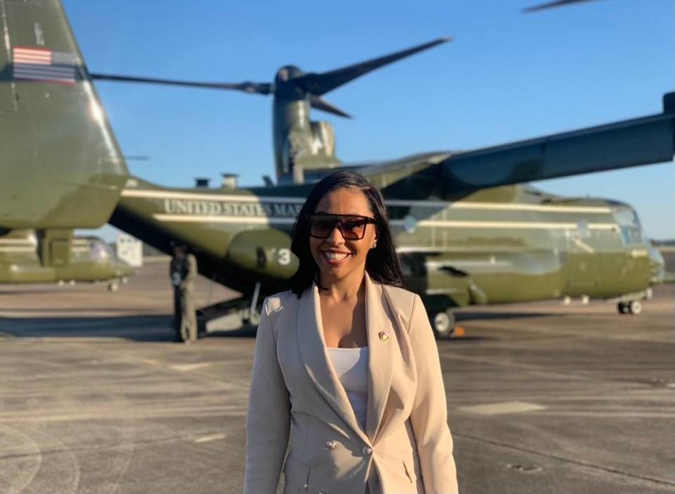 Liberty City native Erica Loewe pictured on the runway. A graduate of Immaculata-La Salle High School, Loewe was recently promoted to the White House’s new chief of staff of public engagement