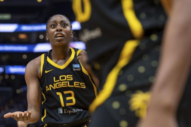 Los Angeles Sparks' players during the second half of a WNBA