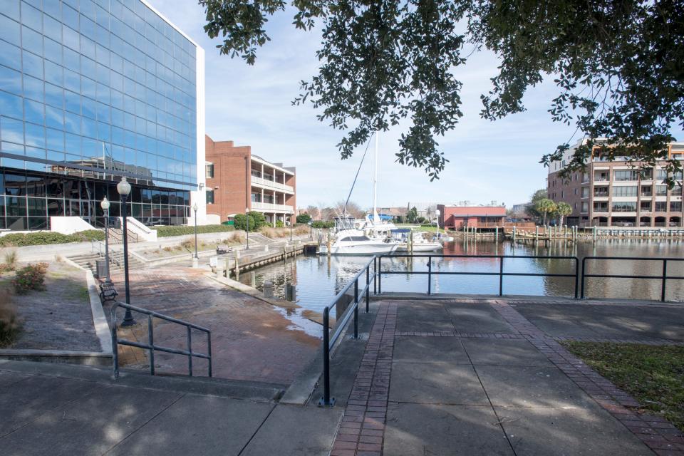 The Pensacola City Council voted 4-3 Thursday to approve budgeting $127,000 for up to eight day-use boat slips in the publicly owned area of the Baylen Slip Marina, pictured here in January 2020. The council also approved a $1.8 million contract to build 48 boat slips for a day-use marina at Community.