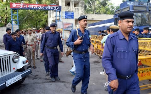 Police patrol outside Jodhpur Central Jail, where Asaram Bapu has been held, in Jodhpur - Credit: REUTERS