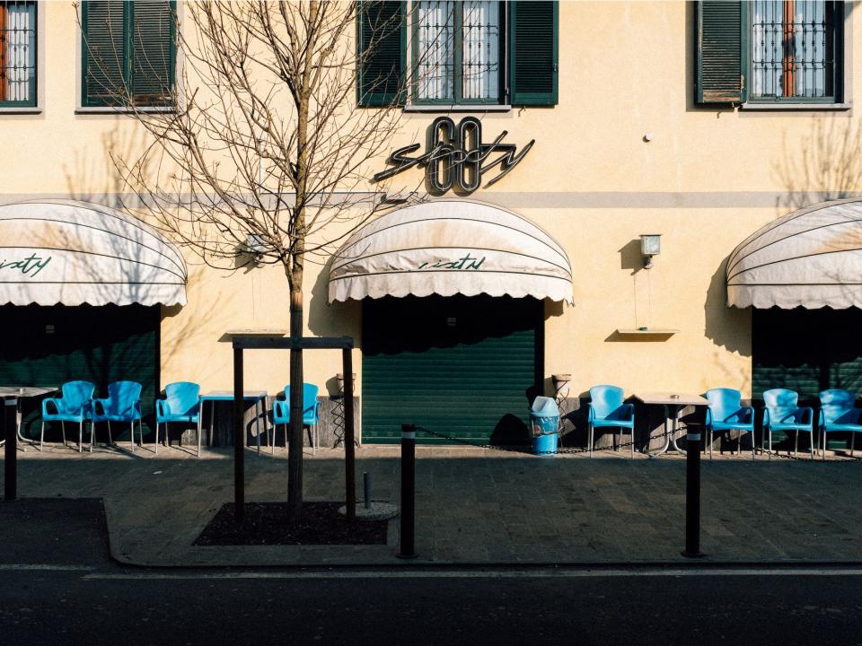 A closed bar is seen in San Fiorano, one of the towns on lockdown due to a coronavirus outbreak, in this picture taken by schoolteacher Marzio Toniolo in San Fiorano, Italy, February 22, 2020.