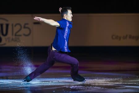 Oct 29, 2017; Regina, Saskatchawan, CAN; Patrick Chan (CAN) performs in the exhibition gala during the 2017 Skate Canada International figure skating competition at Brandt Centre. Mandatory Credit: Sergei Belski-USA TODAY Sports