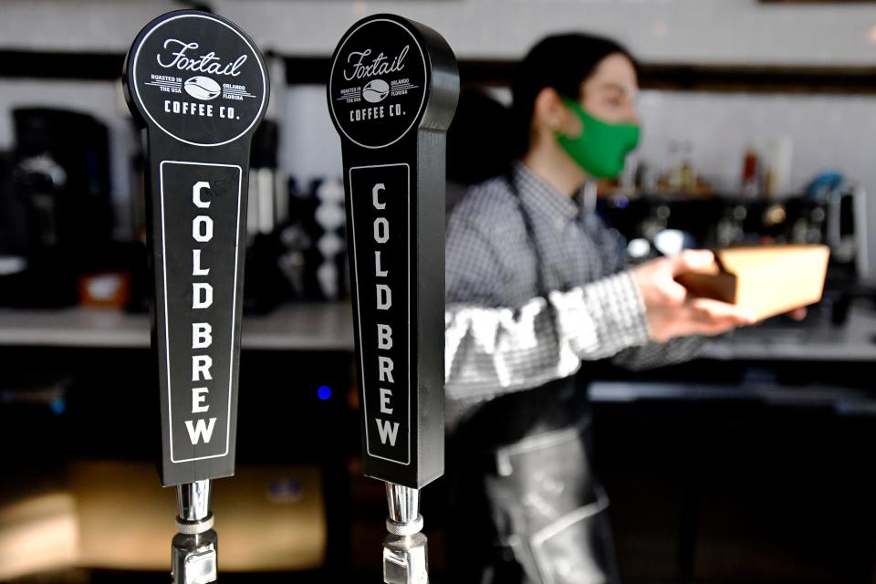 Cold Brew coffee taps are seen at Foxtail Coffee Co.'s first Northeast Florida shop, at Sawgrass Village in Ponte Vedra Beach.