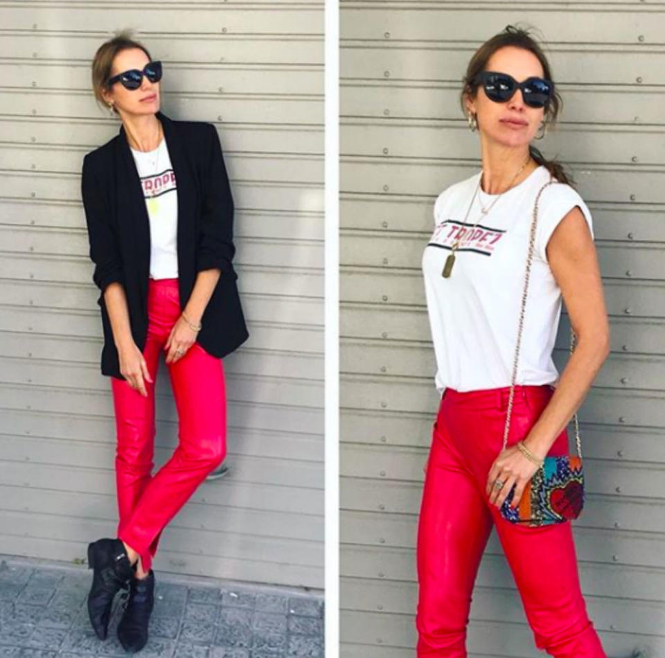 <p>Darja publicó este otro <em>outfit</em> desde Ciudad del Cabo. ¿Con o sin <em>blazer</em>? Esa es la cuestión. (Foto: Instagram / <a rel="nofollow noopener" href="https://www.instagram.com/p/BaoxMzAlnPJ/" target="_blank" data-ylk="slk:@darjaodonnell;elm:context_link;itc:0;sec:content-canvas" class="link ">@darjaodonnell</a>). </p>