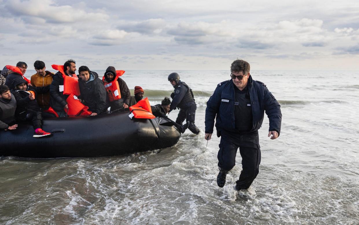 Nearly a dozen migrants were on the inflatable dinghy as it tried to leave