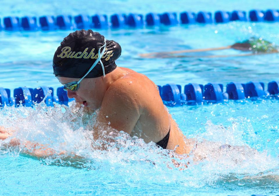 Buchholz's Abigail Kastensmidt swims during the Rob Ramirez City Swim Meet at Northeast Pool in Gainesville, on Sept. 24, 2022.