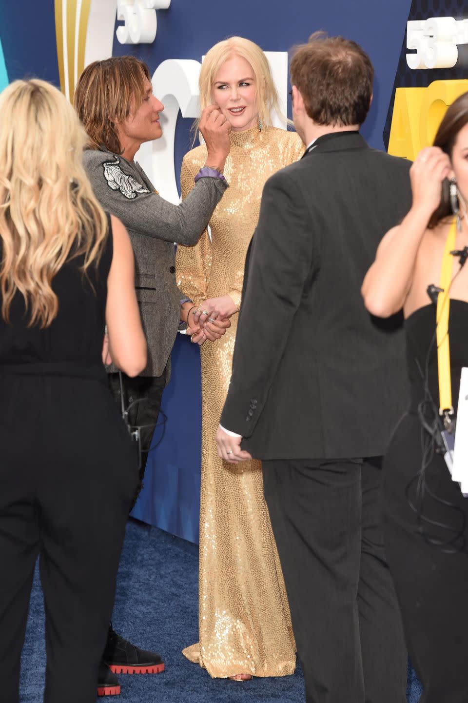 Whether it was kissing, cuddling or holding hands, the celebrity couple turned up the PDA for the red carpet event. Source: Getty