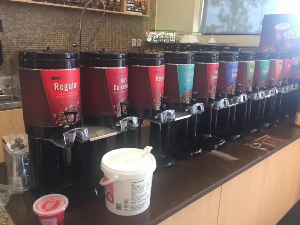 The lineup of coffee at a Davie Wawa.