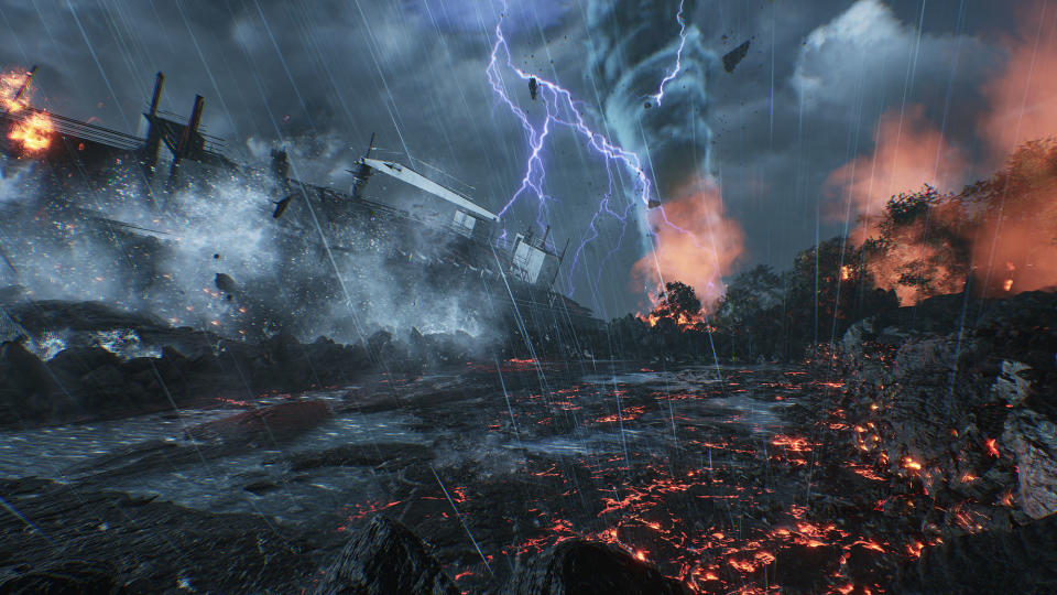 The stages look super cool and feature lots of destructible bits. (Screenshot: Bandai Namco)