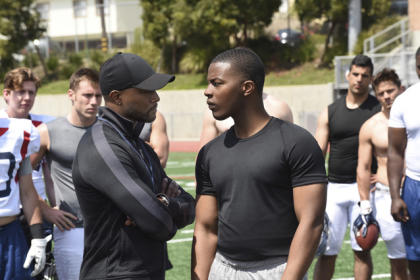 All American -- "Pilot"-- Image Number: ALA101c_1441rd.jpg -- Pictured (L-R): Taye Diggs as Billy Baker and Daniel Ezra as Spencer James -- Photo: Ray Mickshaw/The CW -- © 2018 The CW Network, LLC. All Rights Reserved