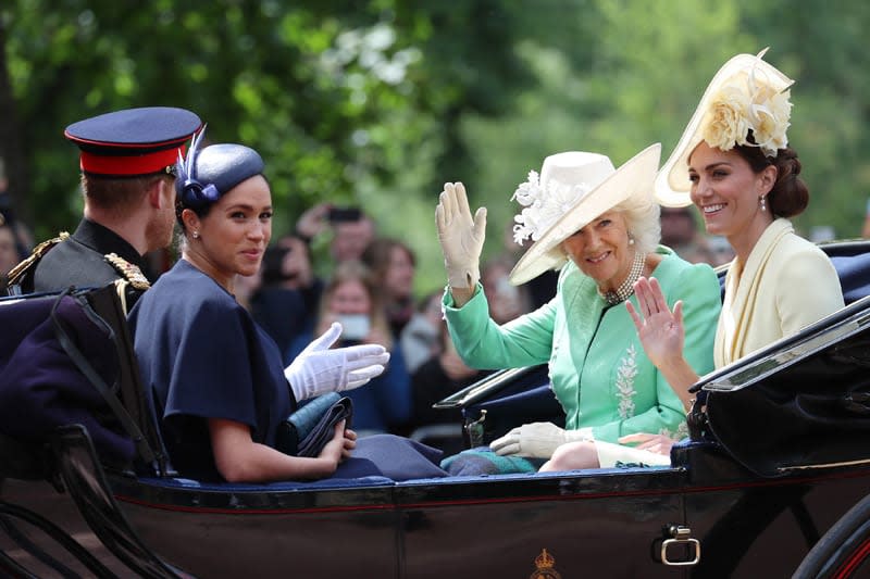 Meghan Markle, Kate Middleton, Camilla y Harry 