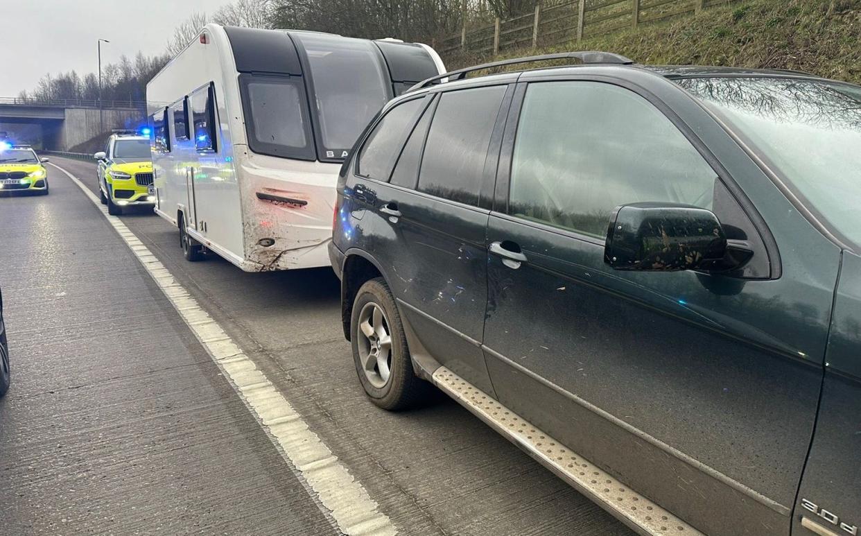 The vehicle was stopped on the M1 after it left the A1 at Hook Moor Interchange near Garforth