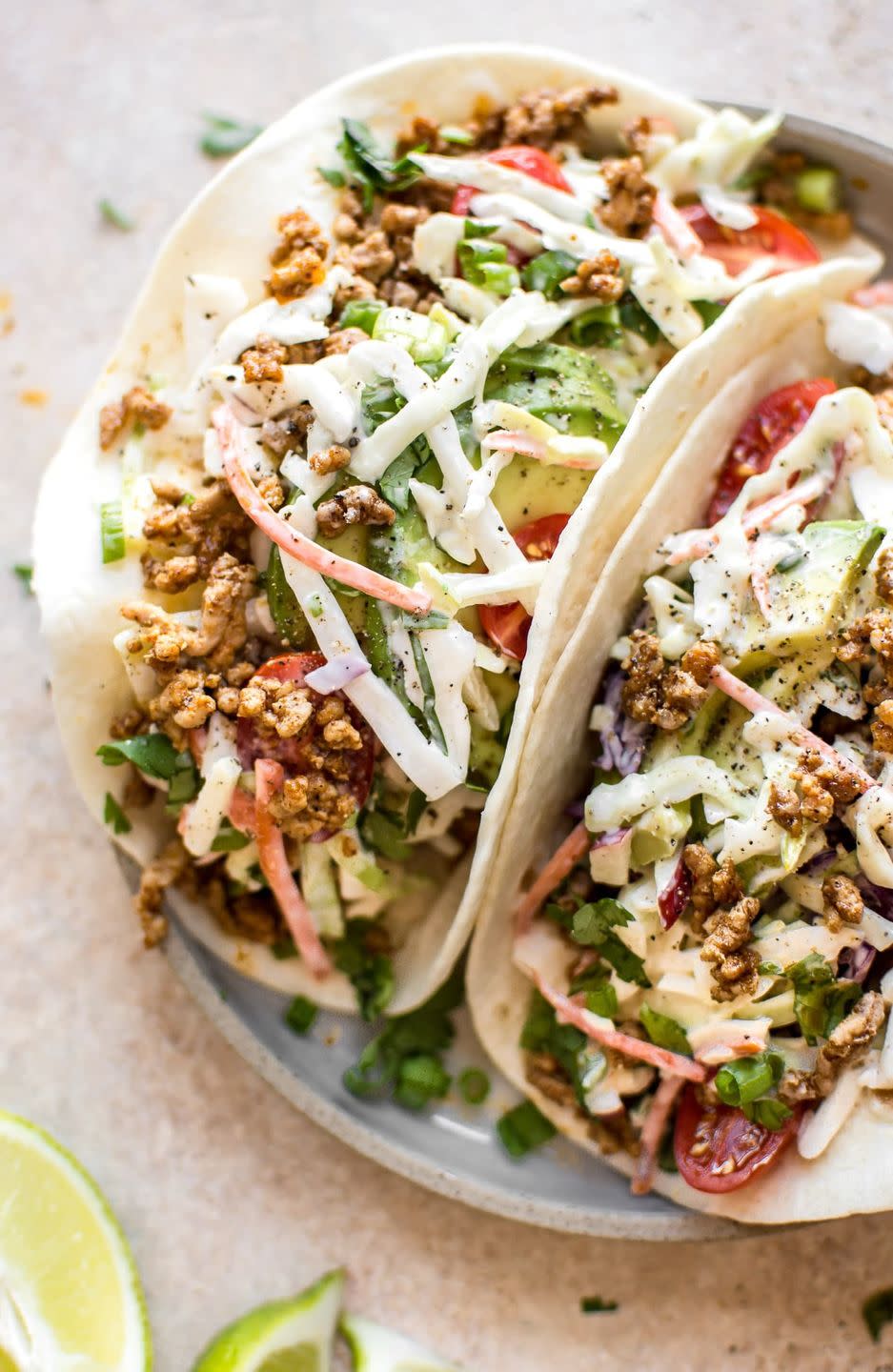 Ground Pork Tacos with Apple Slaw