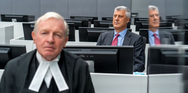 Former Kosovo President Hashim Thaci appears before the Kosovo Specialist Chambers in The Hague