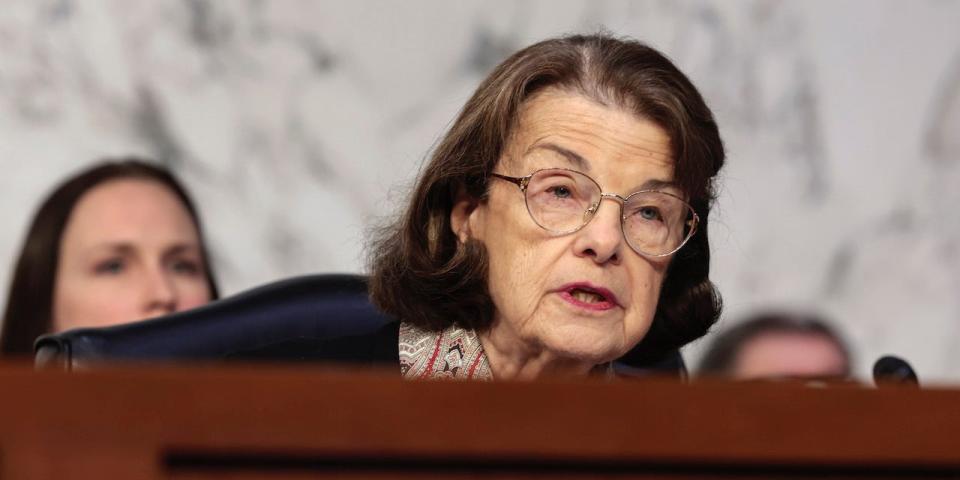 Sen. Dianne Feinstein (D-CA) questions U.S. Supreme Court nominee Judge Ketanji Brown Jackson as she testifies during her Senate Judiciary Committee confirmation hearing in the Hart Senate Office Building on Capitol Hill March 22, 2022 in Washington, DC.