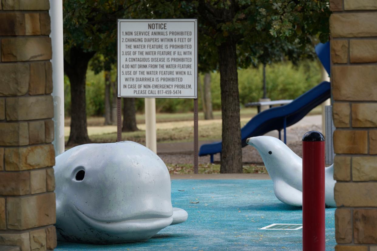 The close splash pad at Don Misenhimer Park is shown where child was infected with a rare brain-eating amoeba in Arlington, Texas.