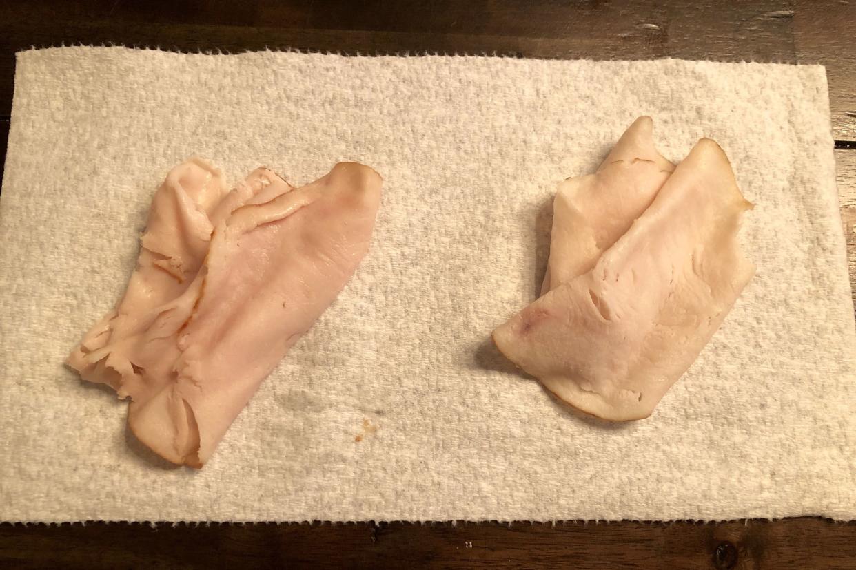 oscar meyer and aldi sliced turkey samples